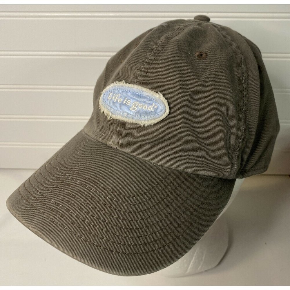 LIFE IS GOOD CAP Hat ADJUSTABLE Strap Unisex Cap Brown Faded Distressed